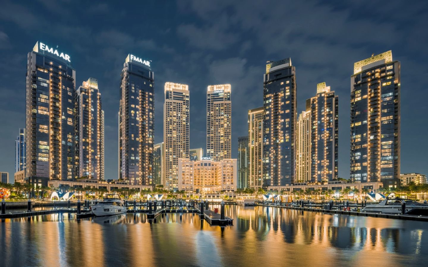 Dubai Creek Harbour skyline at dusk